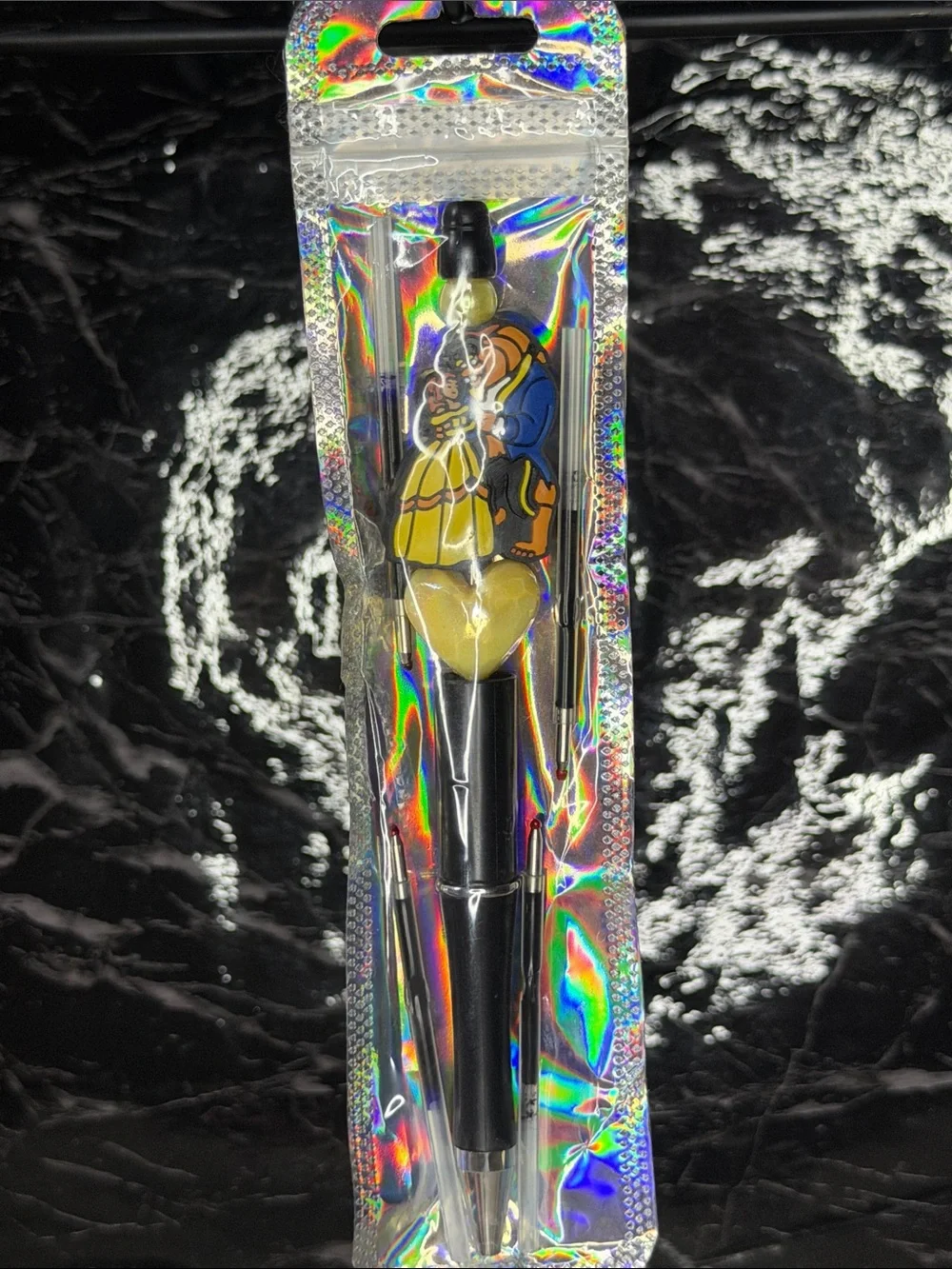 Beauty and the Beast Focal Bead Pen  Black and Blue Ink